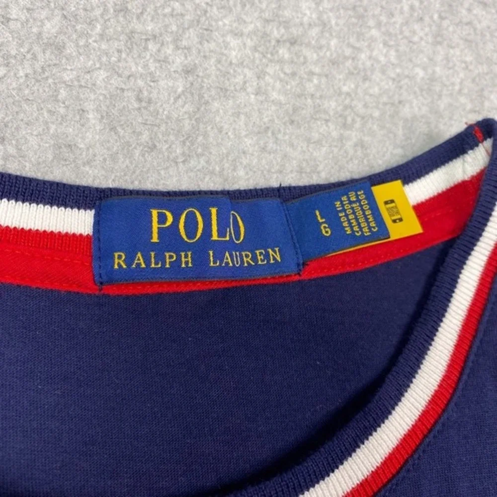 Polo Ralph Lauren Shirt Mens‎ L Navy Blue USA Shield Crewneck Short Sleeve